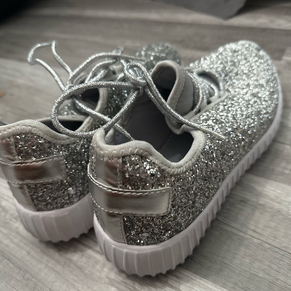 Glamorous Silver Sneakers with Sparkly Finish